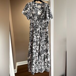 Gray print Anthropologie Somerset maxi dress size XL petite